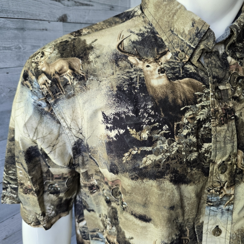 RedHead Deer Wildlife Hunting Camo Cotton Button Down Shirt Large - Picture 4 of 13